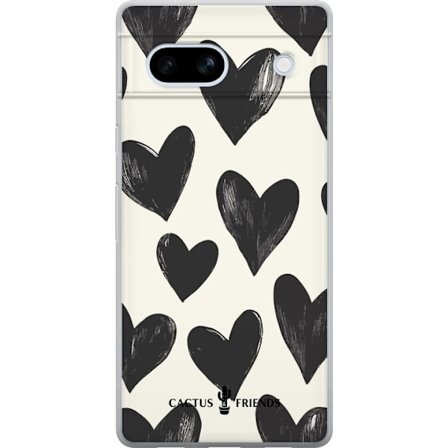 Kompatibel Mobilcover til Google Google Pixel 7a Cactus and Friends - Bold Black Love Pattern
