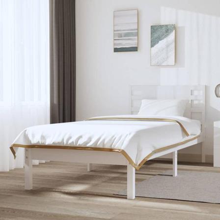 Vidaxl Sängram Vit Massiv Furu 100x200 Cm Vit