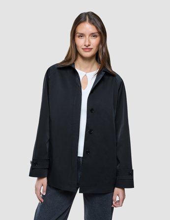 Shaping New Tomorrow - Dam - Women Waterproof Trench Coat Short - Black - Storlek XL