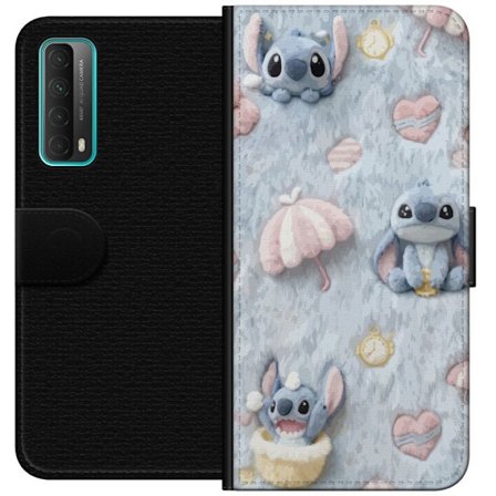 Kompatibel Tegnebogsetui til Huawei P smart 2021 Stitch mønster med hjerter, paraplyer og pastelfarvet blød baggrund