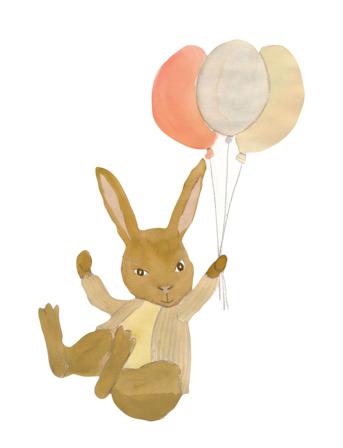 Rabbit Boy Airballoon Home Kids Decor Wall Stickers Animals Brun That's Mine
