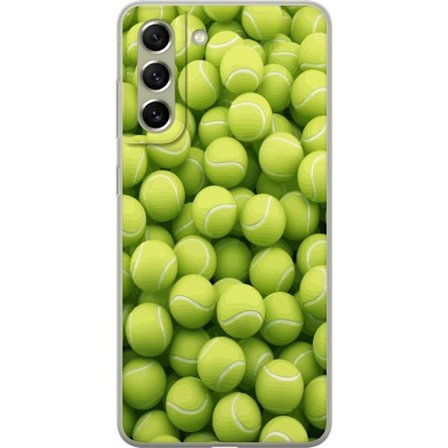 Kompatibel Mobilcover til Samsung Samsung Galaxy S21 FE 5G Mønster af grønne tennisbolde i høj detalje, sporty motiv med gentagende tekstur og stæ