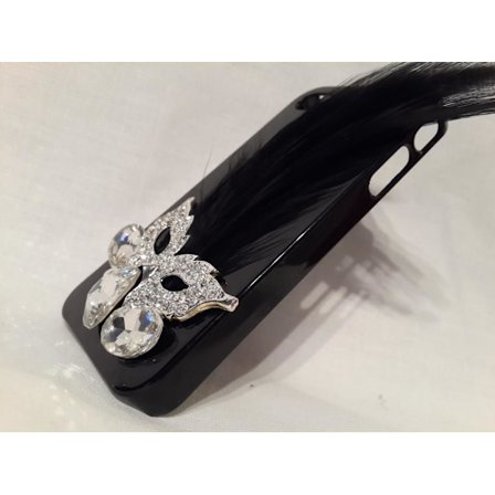 Apple Iphone 4 4S Fodral Skal Case Med Fågelfjäder (Svart)