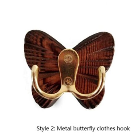 Butterfly Solid Wood Krok Svart Valnöt Spårlös självhäftande krok