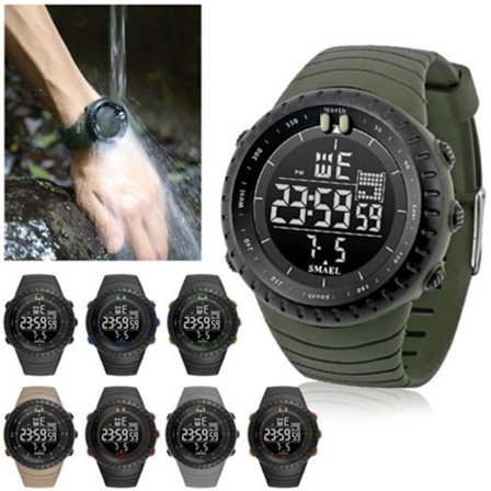 Ur Vandtæt Sport Military Analog Quartz LED Digital Armbåndsur