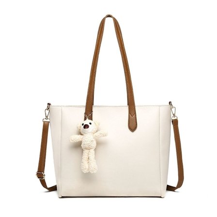 Populære store tasker efterår og vinter nye bløde læder shopping taske hvid