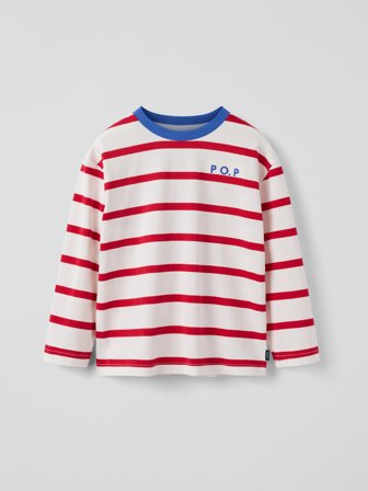Langarm T-Shirt gestreift - 140 - kinderbekleidung - red - Polarn O. Pyret