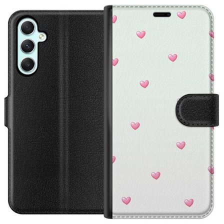 Kompatibel Tegnebogsetui til Samsung Samsung Galaxy A34 Minimalistisk mønster med lyserøde hjerter på en lysegrå baggrund, sødt og enkelt design