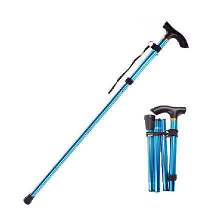 Sammenklappelig vandrestok i søblå