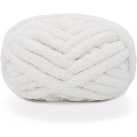 2 stk. Chunky Chenillegarn til Håndstrikkede Tæpper, Superblødt Stort Jumbogarn (Hvid){REN}