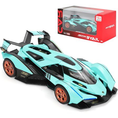 Lambo V12 Diecast Lekebil, 1:32 Skala Tilbake Trekk Racerbil med Lys og Lyd for Gutter i Alderen 3-8, Metallmodellbil for Barn Småbarn