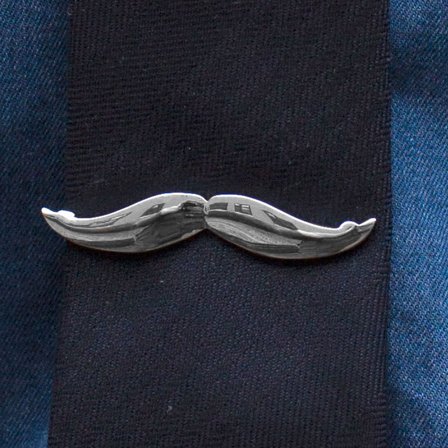 Silver-Tone Moustache Tie Clip for Men - Tie clips for skinny ties