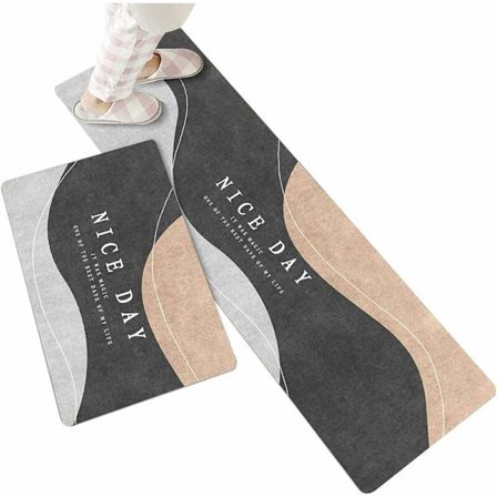 Set med 2 halkfria köksmattor, mattor framför diskbänken golvmatta för kök Orbant, modern badrumsmatta dörrmatta 1 40 x 60 cm + 40 x 120 cm