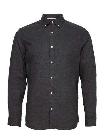 Slhslimflannel Shirt Ls Black Selected Homme