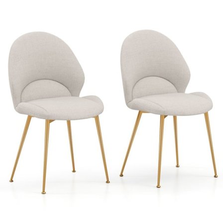 COSTWAY Set med 2 stoppade matstolar med svängd rygg, bred sits 56 x 43 cm, utan armstöd