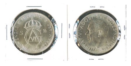 Sverige 1952 - Gustav VI Adolf 70 år - 5 kr. sølvmønt