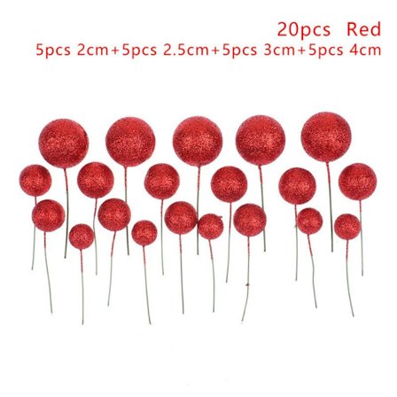 20 stk. kake topper med kuler, kakedekorasjon RØD