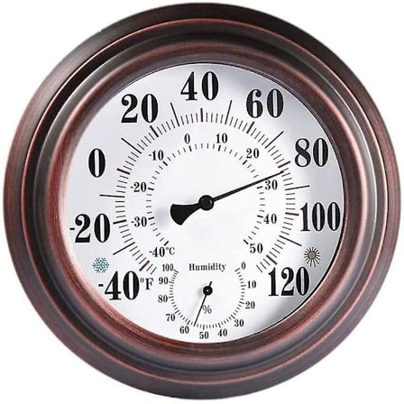 20 cm Retro Termometer Hygrometer, Antikk Jern Temperatur Og Fuktighet Måling