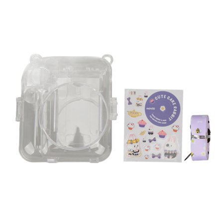 Instant Kameraveske Kit Skulderstropp Klistremerke Kameraveske Slitesterk Kamerabeskyttende Klar Veske for Instax Mini 12 Lilla