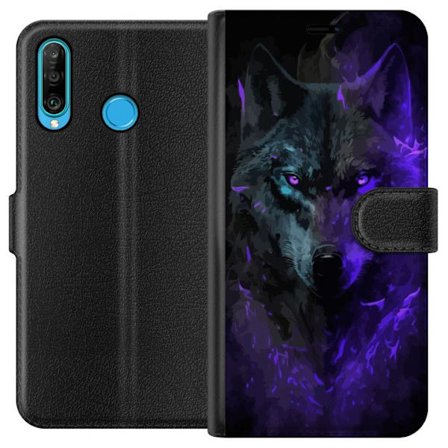 Kompatibelt Plånboksfodral till Huawei Huawei P30 lite Varg Lila