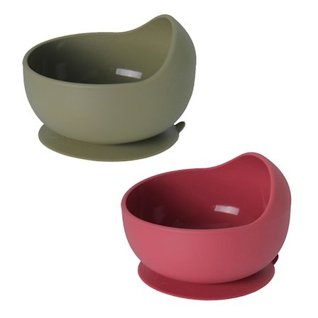 Silikon Sugekopp Babyskål | Innoverbuede Vegger Forhindrer Søl | Enkel Skjeing | Sitter Godt Fast | Sett med To