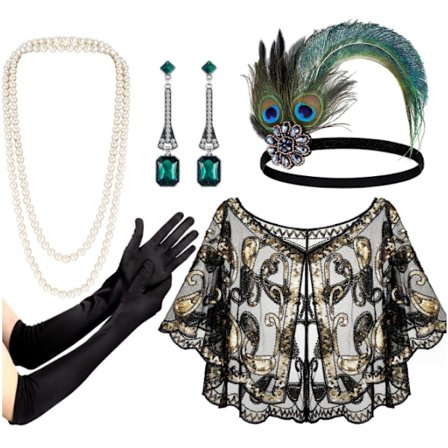 1920-talls Flapper Tilbehør Gatsby Kostyme Tilbehørsett