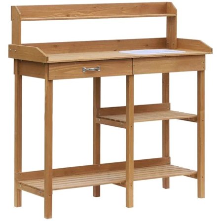 Rootz Plantebord - Bord Med Bakke - Grantræ - Have - Balkon - 117L x 45W x 121H cm