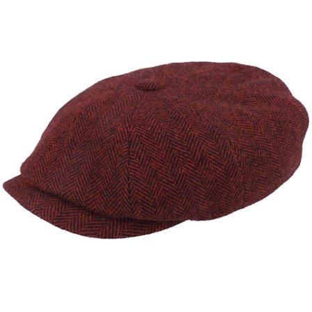 Stetson - Červená flatcap Kšiltovka - Hatteras Wool Herringbone Burgundy Flatcap @ Hatstore