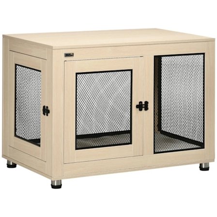 Rootz Dog Crate - Koiran häkki - Moderni muotoilu - Lukittava 2 ovea - Lastulevy - Oxford kangas - Natural + Musta - 94cm x 60cm x 71,5cm