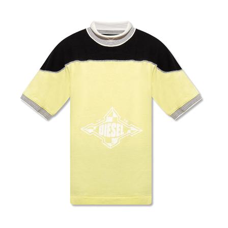 Diesel, T-Ollar T-shirt Geel, Heren, Maat:S,Katoen