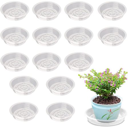 Blomkruksfat 15 Stycken Runda Plast Växtfat Plastfat Blomkrukkoppar Plast Växtkoppar Transparenta Växtfat för Krukor