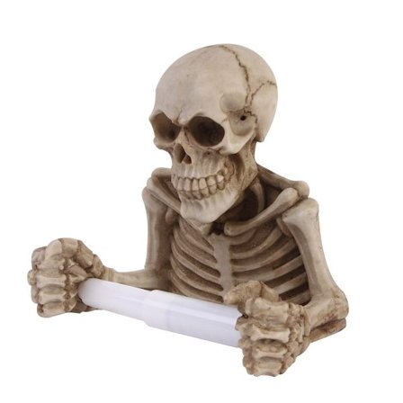 Toalettpappershållare i form av en dödskalle, väggmontering, väggdekoration