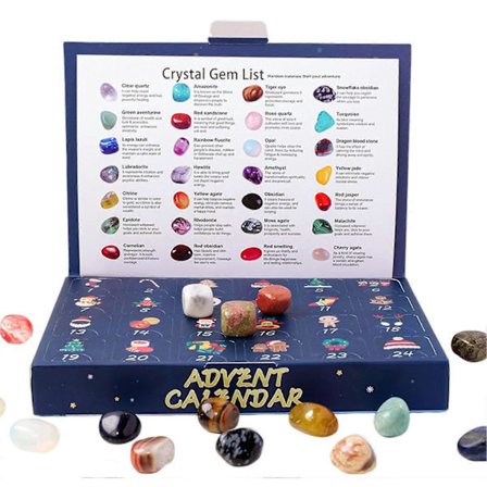Adventskalender med stenar, 24 leksaker, barn, vuxna, lämplig kalenderlåda för män och kvinnor, Rolling Stone-stil