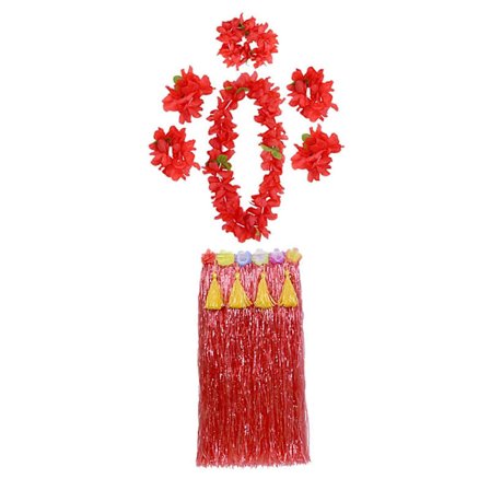 1 sæt Hula-nederdel, høj elastisk, iøjnefaldende plastikfiber, hawaiiansk Hula-græs-nederdel-sæt til sommer JIKAIX