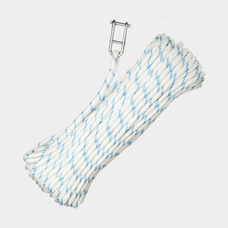 Großfall mit eingespleißtem Schlüssel-Schäkel NOCK Örskär, Polyester-Kern, 32-fach geflochtenes Polyester-Mantel, weiß/blau, 30 Meter x Ø8 mm - Boot