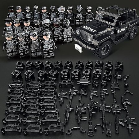 Sæt med 22 Minifigurer og Jeep Militær Serie Skurk Mini Figurer Byggeklods Legetøj