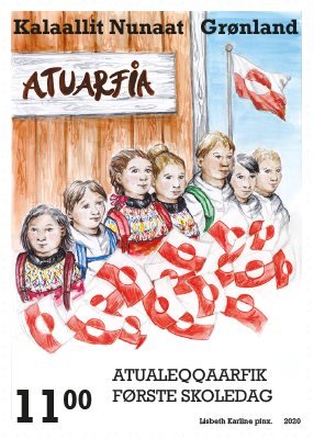 Grønland - Første skoledag - Postfrisk frimærke