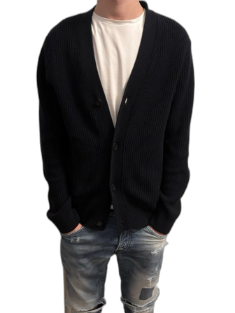 Svart ribbad kofta med knappar