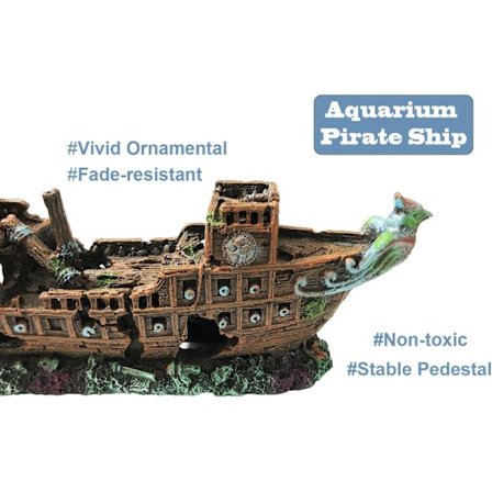 Piratskepps Vrak Akvarium Dekorationer Resin Miljövänlig Fisk