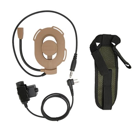 HD01 Militært Headset 2-vejs Radio Hovedtelefon med U94 PTT Kompatibel til MOTOROLA GP88 GP‐300 GP3688 DEP450 EP450 Brun