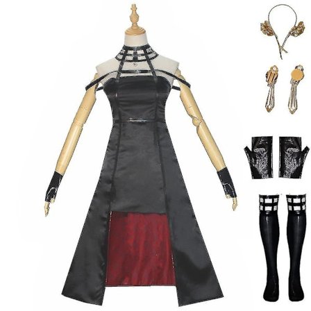 Spy X Family Animen Yor Forgerin Kostyymisetti - Mekko + Hanskat + Sukat + Pääasu + Korvakorut