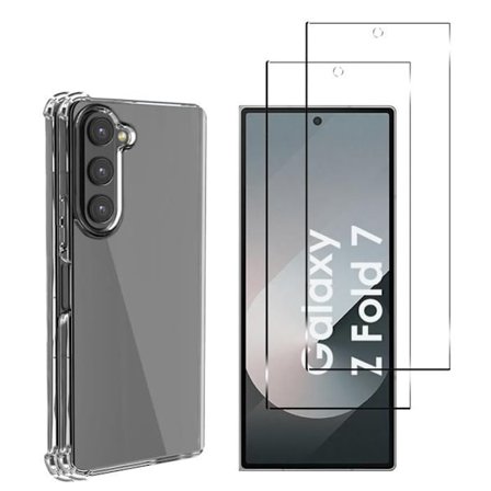 Stötsäker skal för Samsung Galaxy Z FOLD 7 och 2 härdade glas skärm skydd film Phonillico