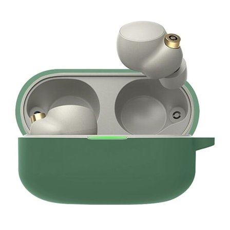 Sony WF-1000XM4 silikonikotelo karabiinilla - Mustanvihreä