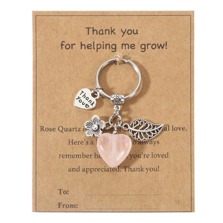 Lærerversettelsesgaver, nøkkelring med naturlig krystallstein – Takkegave ved slutten av året for å hjelpe meg å vokse