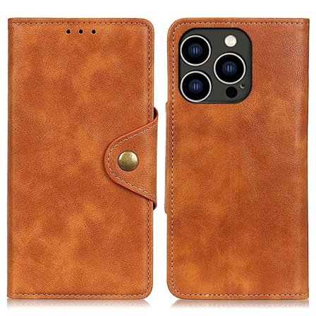 Alpha iPhone 14 Pro læder flip etui - Brun