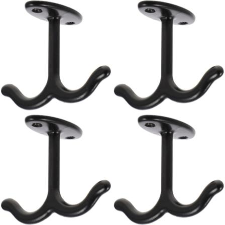 Kattokoukku, 4 kpl Ruuvikiinnitteinen koukku, Kaksoiskynsimalli, Sinkkiseoskattokoukku Kattotuulimille, Kukkakoreille, Takkeille, Musta