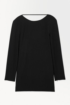 COS Femme The Draped Open-Back Mini Dress in Noir