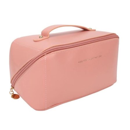 Makeup toilettaske i PU-læder med stor kapacitet og bred åbning, 110029