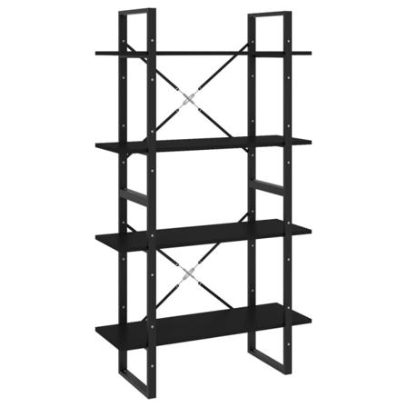Vidaxl Bokhylla 4 Hyllplan Svart 80x30x140 Cm Spånskiva Svart