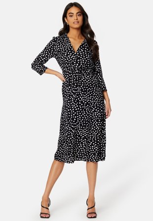 Pieces Nya 3/4 Midi Dress Bright White AOP:Dot Klær
